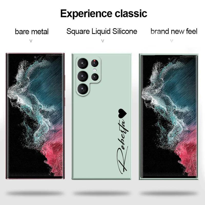 S24 S23 Ultra 5g Case Personalised Customized Name Liquid Silicone Cover For Samsung Galaxy S24 S23 S22 S21 Ultra Plus S20FE