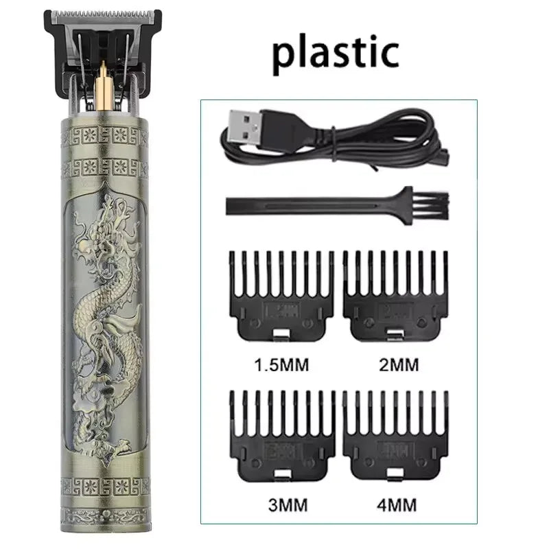 Vintage T9 Electric Hair Cutting Machine Hair Clipper Professional Men Shaver Rechargeable Barber Trimmer for Men Dragon Buddha - THOOBO!