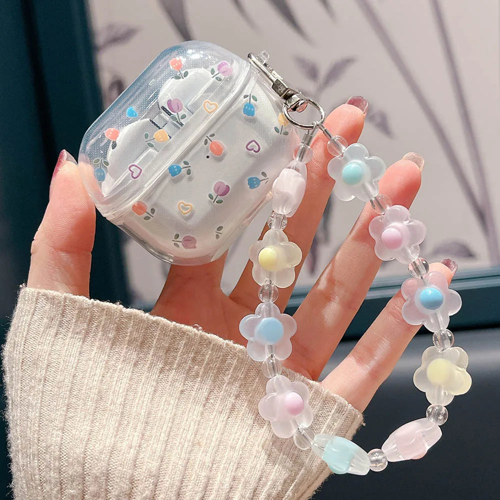 Diy Flowers Butterfly Decorate Cover For Samsung Buds 3 Pro Case Soft TPU Protective Fundas For Galaxy Buds3 Buzz 3 Pro Bracelet