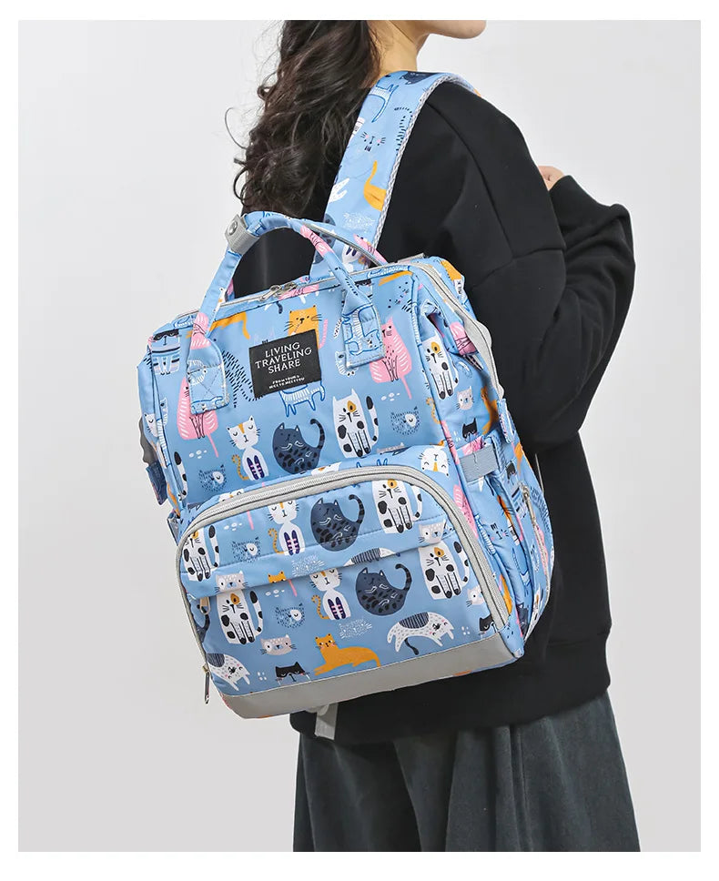 JoyTrail Mommy Backpack — Lightweight Printed Nylon Maternity & Baby Travel Bag with Large Capacity
