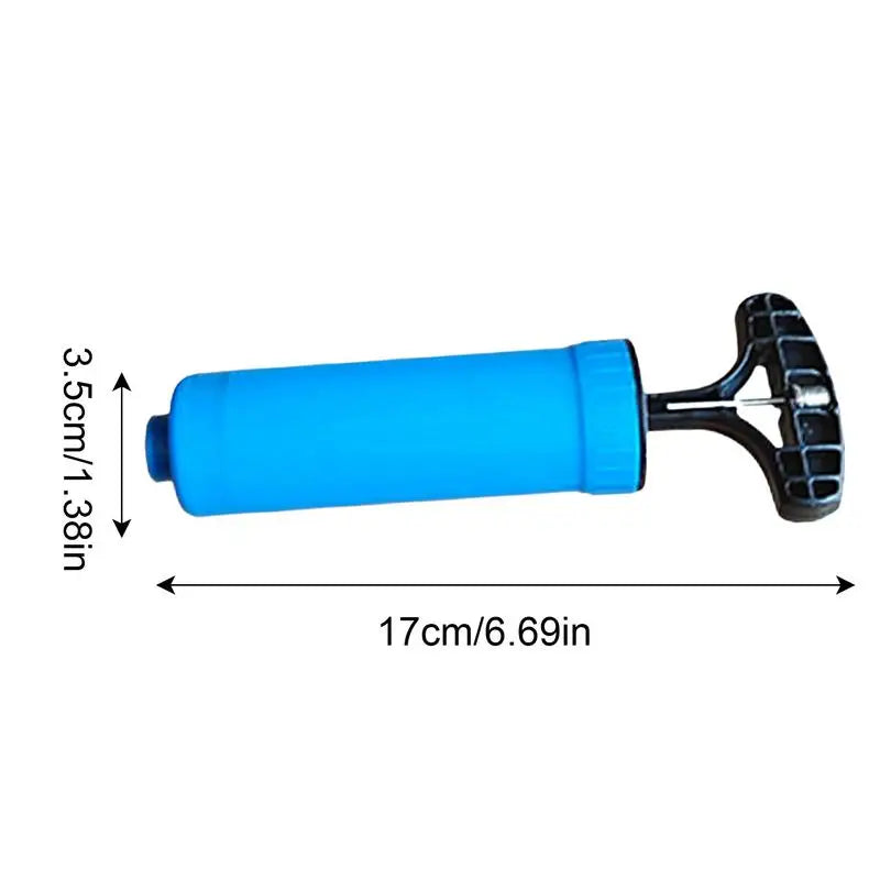 “Puff-n-Play” Pocket Air Pump – Quick-Fill Manual Pump for Basketballs, Soccer Balls & More (Blue)