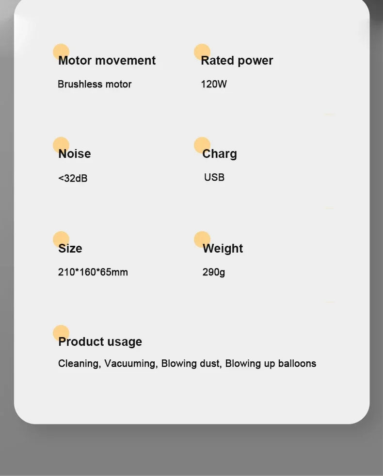 EAFC Brushless Cordless Car & Home Mini Vacuum With Built-In Power and 12,000Pa Smile-Sucking Force
