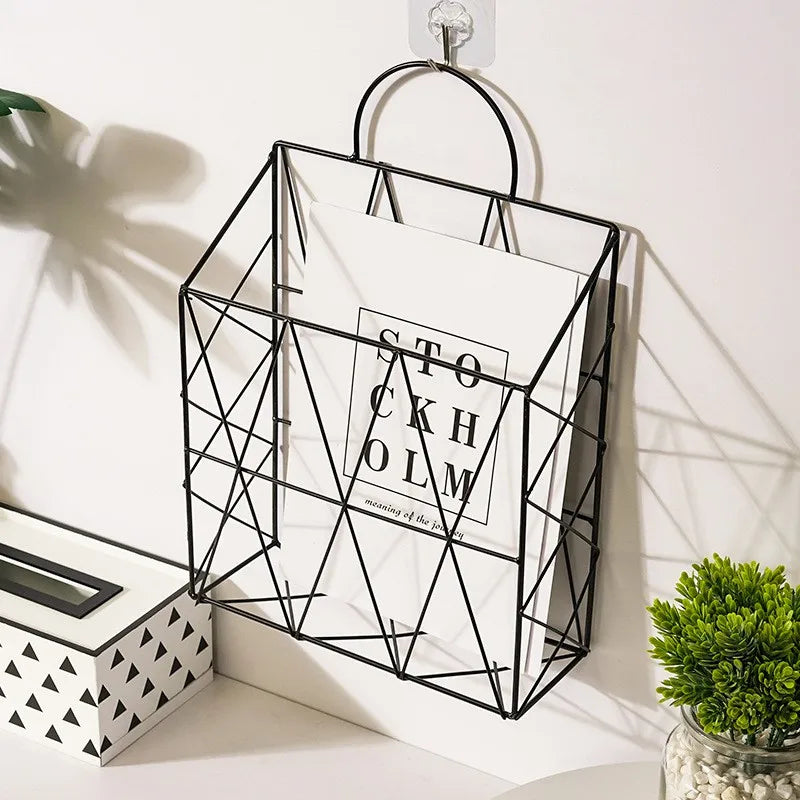 Wall Newspaper Magazine Racks Nordic Metal Iron Wall Hanging Holder Book Shelf Storage Organizer DIY Home Storage Decoration - THOOBO!