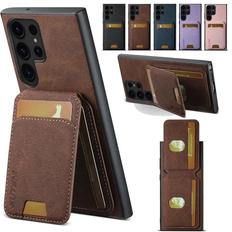 Leather Magnetic Multifunctional Wallet Phone Case For Samsung S24 Ultra S23 S22 Ultra Note20 Ultra S24 Plus