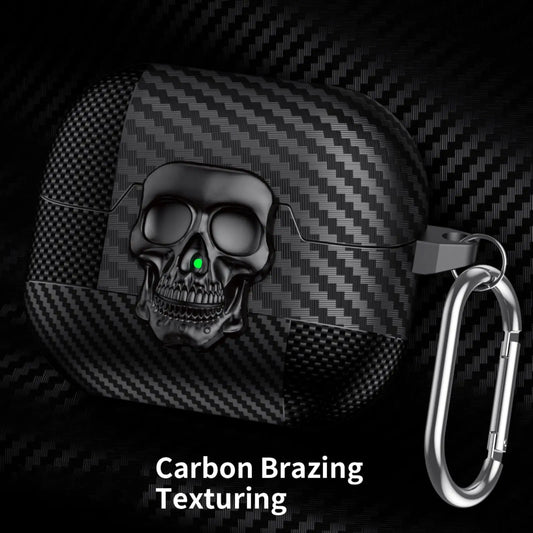Lock Case For Samsung Galaxy Buds 3Pro with Keychain Funny TPU Cool Skull Carbon Fiber Protective Case For Samsung Galaxy Buds 3
