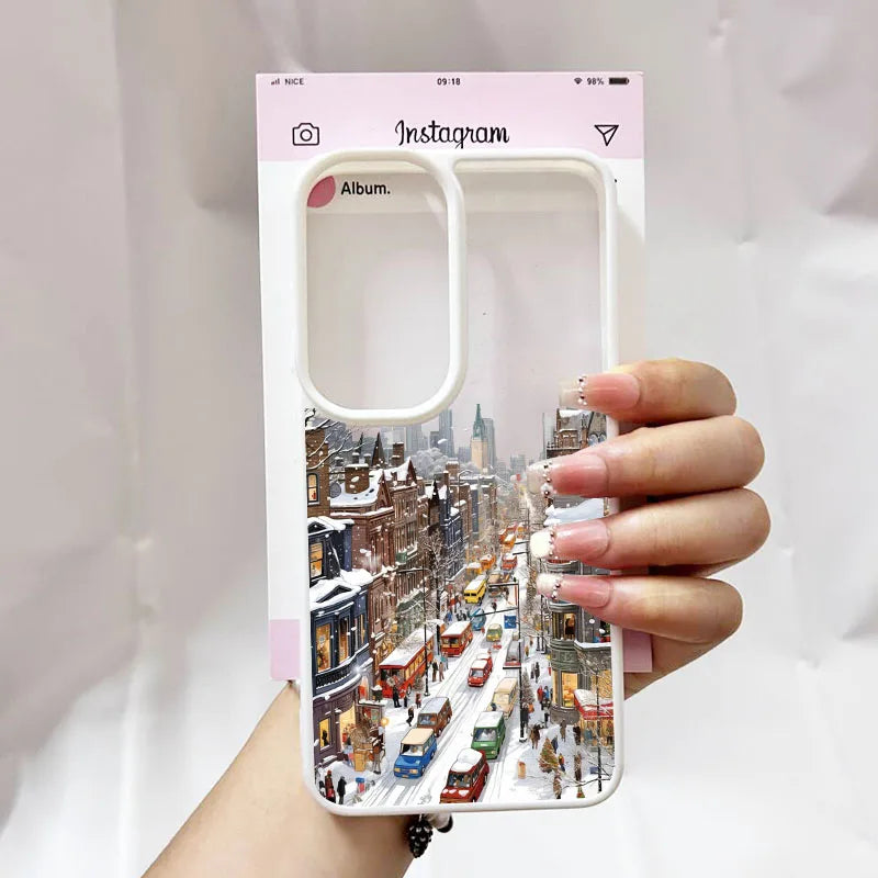 For Samsung Galaxy S25 Cute Winter Snow Case for Samsung S24 S25 S23 Ultra S 25 24 Plus Christmas Santa Claus Clear Phone Cover