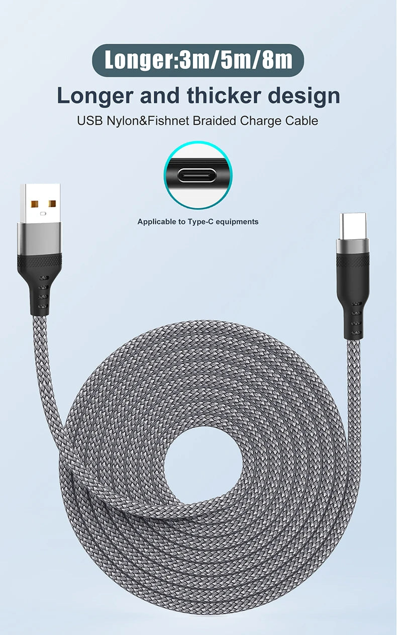 USB TYPE C Fast Charge Cable LIGHTNING 3m 5 Meters USB C Android Micro USB Extend Charging Cable for iPhone 14 Xiaomi OnePlus - THOOBO!