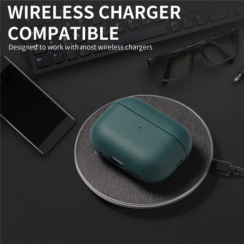 Luxury PU Leather Case for AirPods Pro & Pro 2 – Shockproof Protective Cover with Lanyard, Anti-Dust & Anti-Fingerprint Design