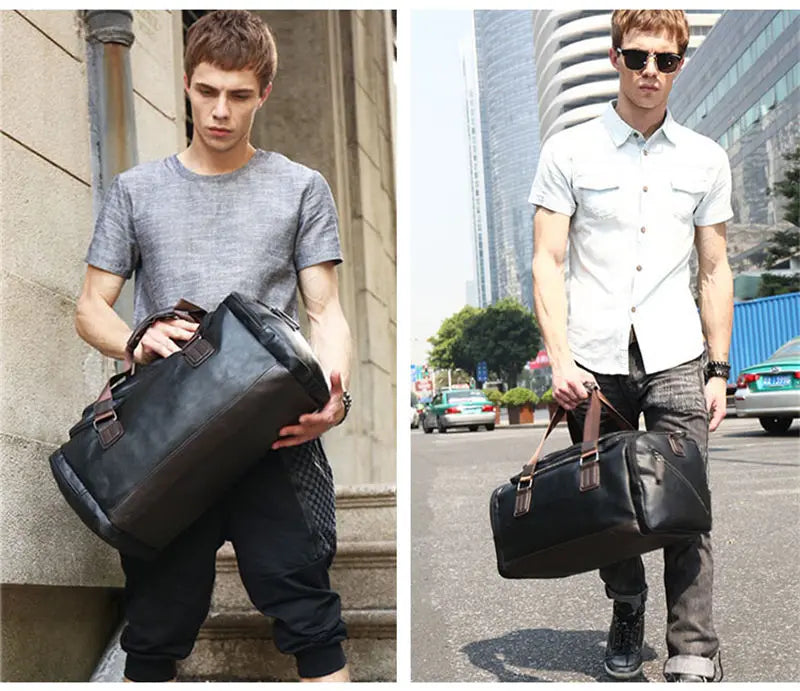 ApexMode Luxe — Men’s PU Leather Gym & Travel Duffle Bag With Shoulder Strap