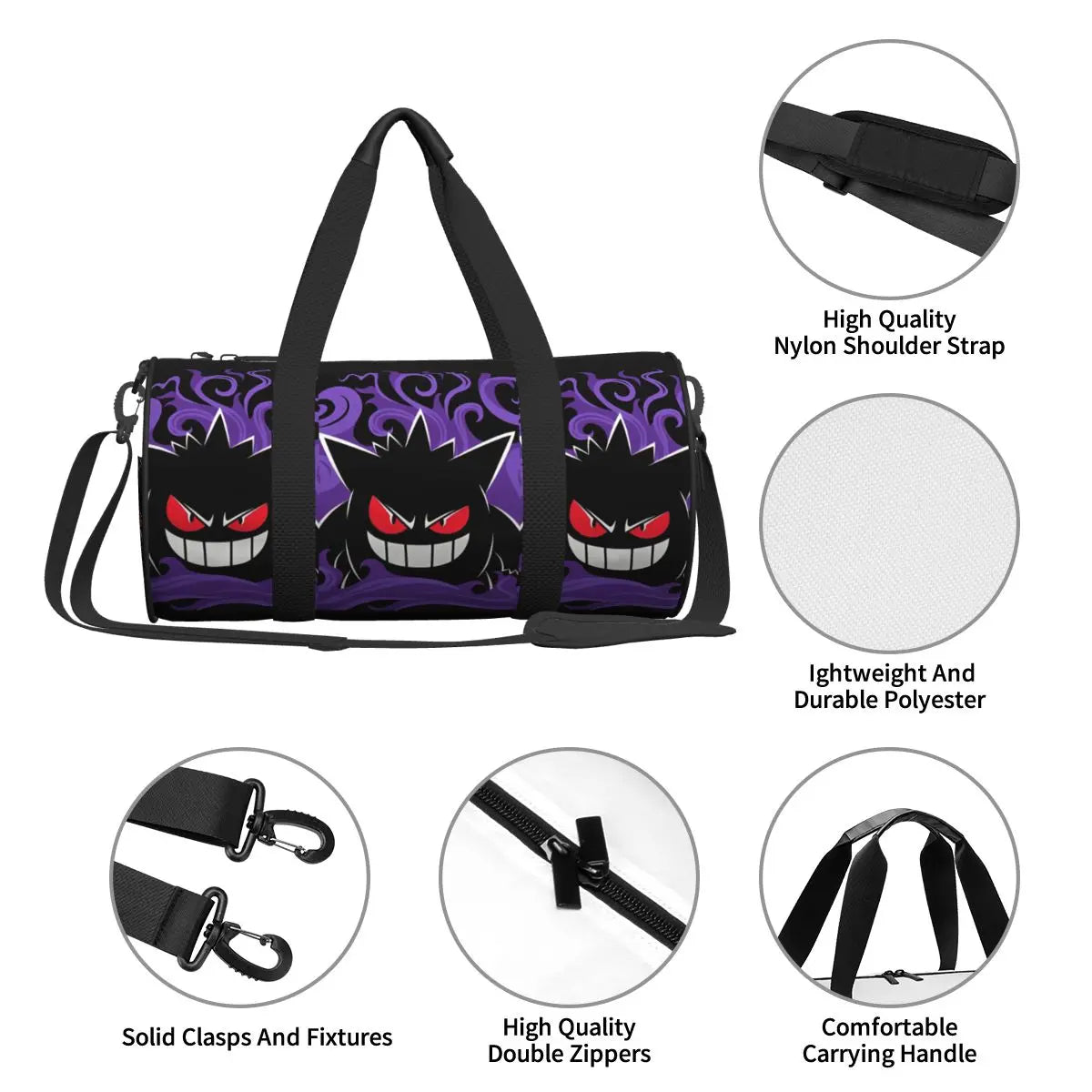 Gengar ShadowPack — Large Waterproof Pokémon Travel & Gym Duffle Bag for Hardcore Trainers