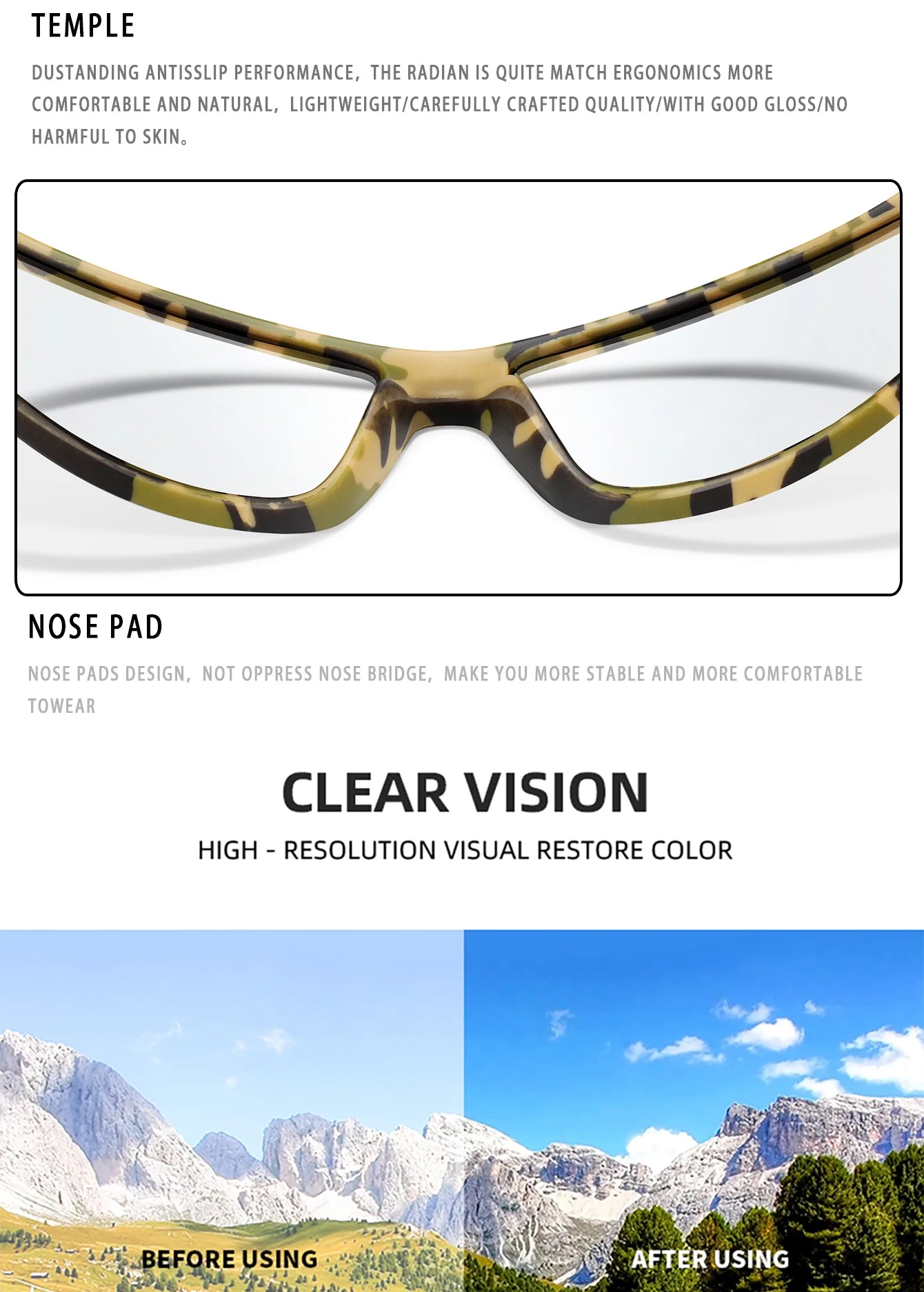 LOISRUBY CamoShift Photochromic Cycling Sunglasses – Road-Ready Vision for Every Light & Every Ride - THOOBO!