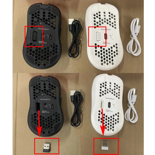 2.4G Wireless Mouse with RGB Backlit 6-button 3-speed DPI Type C Rechargeable Ergonomic Honeycomb Design Gaming Mouse