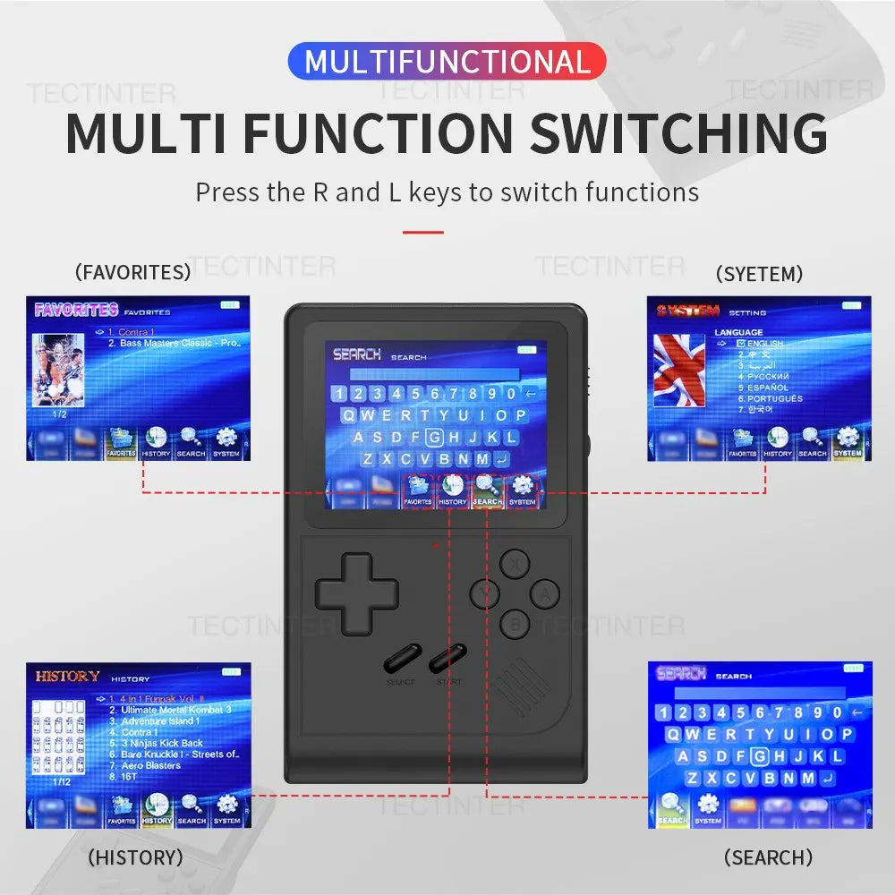 GB300 Portable Handheld Game Player 3.0 inch Screen Video Game Console Built-in 6000 Games Support AV Output for SFC/GBA