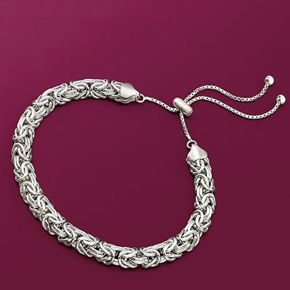 Imperial Pulse S925 Silver Byzantine Chain | Italian Rock Royalty Bracelet For Men & Women ⚡