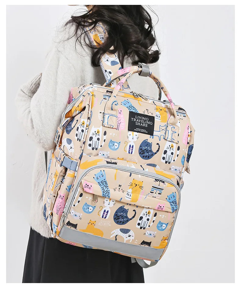 JoyTrail Mommy Backpack — Lightweight Printed Nylon Maternity & Baby Travel Bag with Large Capacity