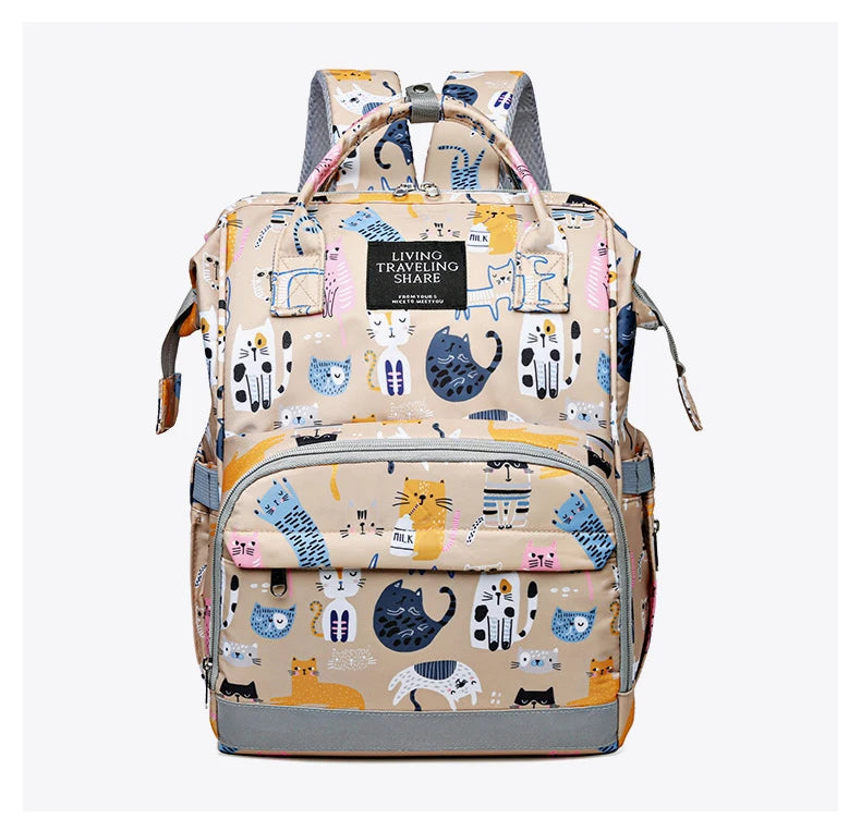JoyTrail Mommy Backpack — Lightweight Printed Nylon Maternity & Baby Travel Bag with Large Capacity