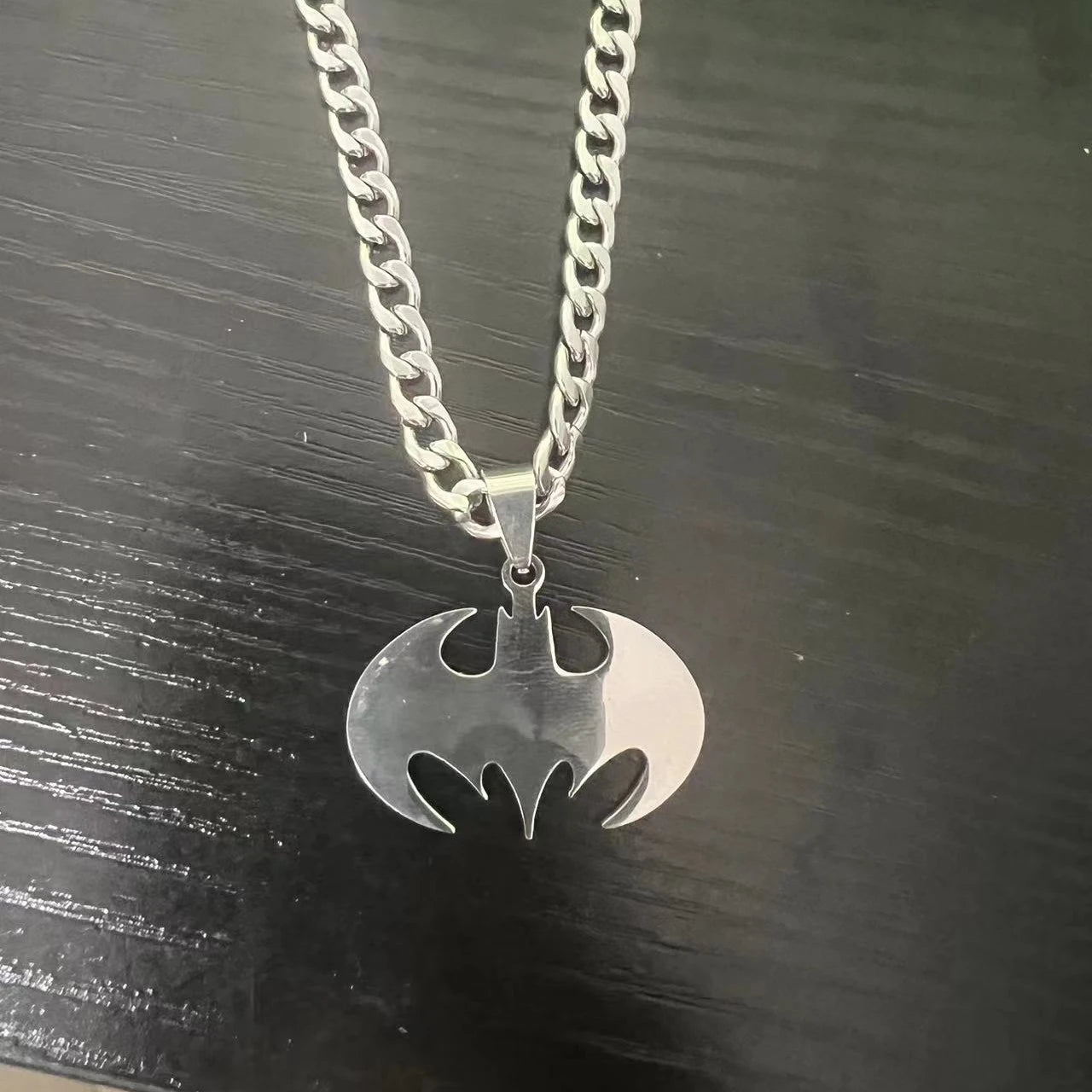 THOOBO! BatFlash Stainless Steel Pendant Necklace — Twisted Chain, Trendy Anime-Inspired Jewelry for Men & Boys ⚡🔥