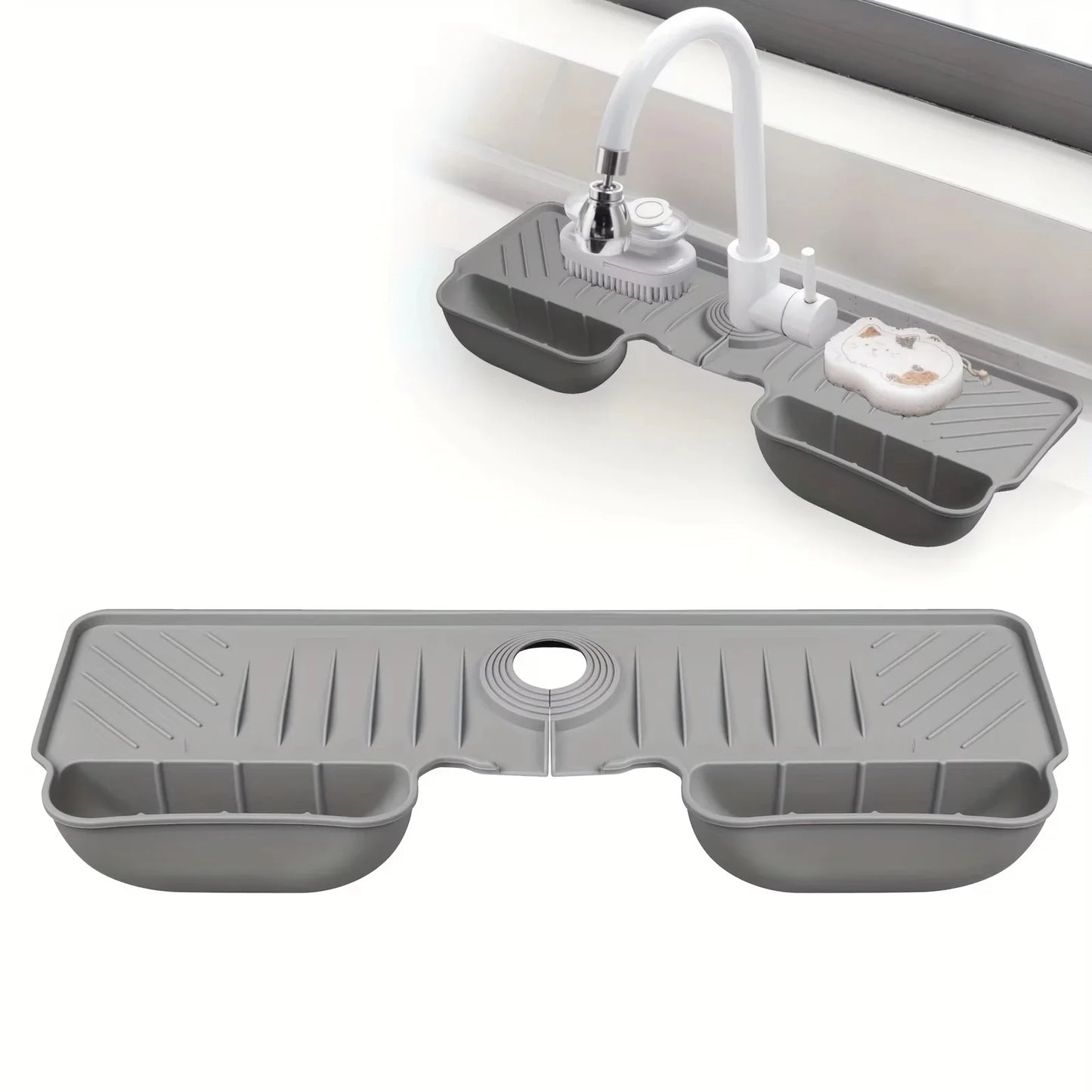Premium Silicone Kitchen Faucet Splash Guard Mat - Absorbent Drainage Pad for Countertop Protection & Drying - Essential Kitchen Accessory 2025