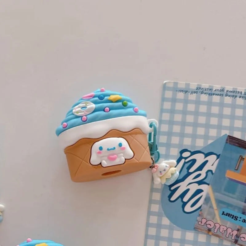 Hot Cute Cartoon Anime Role Ice Cream Cone Cinnamoroll Earphone Case for AirPods 1 2 3 Pro 2rd Soft Silicone Protective Cover