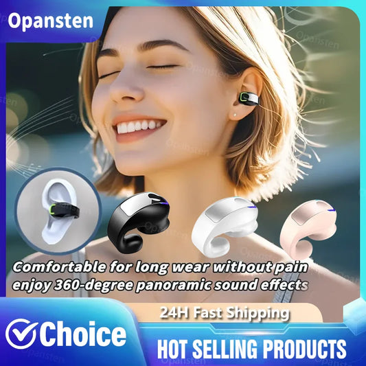 Ear Clip Headphones Bluetooth 5.3 Earbuds TWS Wireless Earphones with Microphone Sports HiFi Stereo Headset for Huawei Mate 60