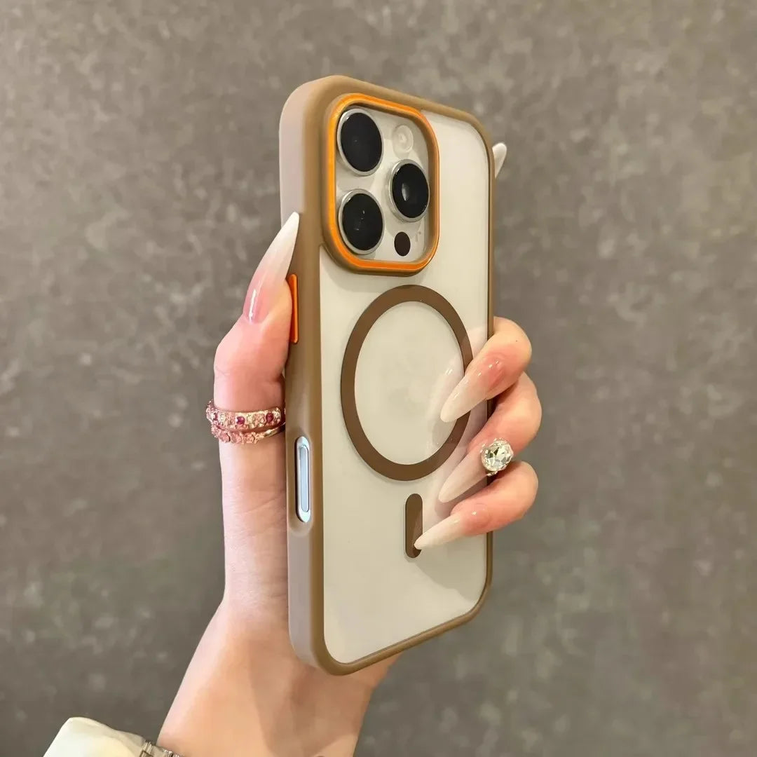 Luxury Transparent Magsasfe Case for iPhone 17 16 15 14 13 12 11 Pro Max Color Bumper Shockproof Magnet Wireless Charge Cover