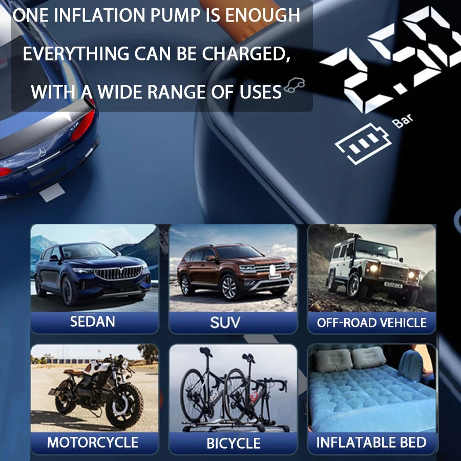 1PC Car Mounted Wireless Digital Display Inflation Pump Portable Wireless Air PumpTire Inflator for Electric Cars - THOOBO!