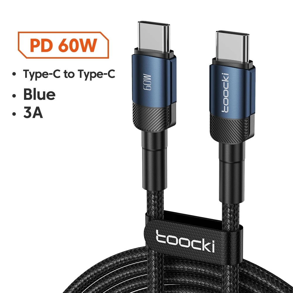 Toocki 100W Type C to USB C Cable PD 3.0 Quick Charge 4.0 Fast Charging Type C to Type C for iPhone 15 Macbook Samsung Xiaomi - THOOBO!
