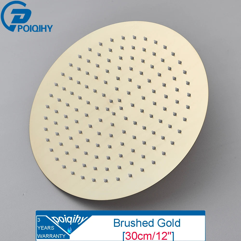 Golden Rain Deluxe – POIQIHY Ultra-Thin Chrome Shower Head 12” of Pure ‘I’m Never Leaving This Bathroom’ Bliss