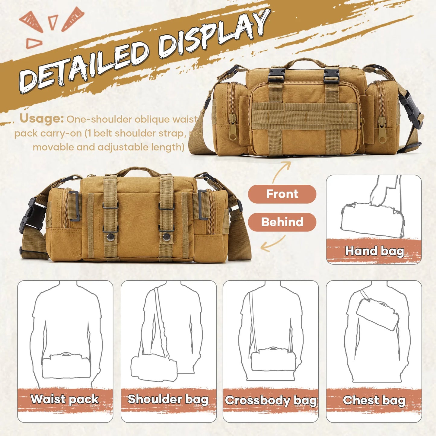 Tactical Shoulder Bag Military Backpack Outdoor Mini Travel Duffle Bag Messenger Bag Small Camouflage Gym Bag Hunting Camping