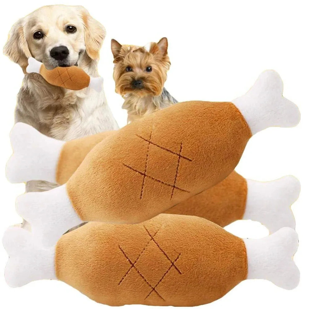 Chomp Charmers Plush Squeaky Bone & Carrot Toys – Built for Wiggles, Designed for Chewers!