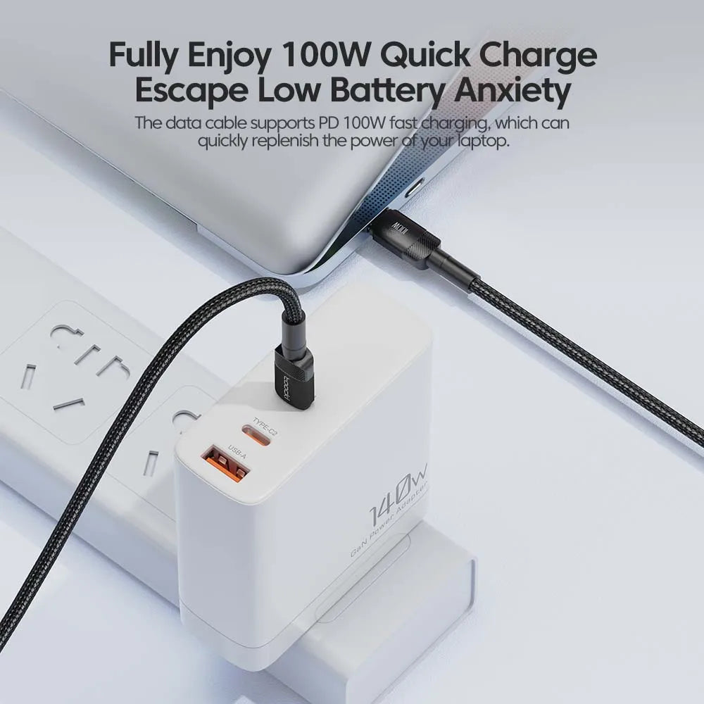 Toocki 100W Type C to USB C Cable PD 3.0 Quick Charge 4.0 Fast Charging Type C to Type C for iPhone 15 Macbook Samsung Xiaomi - THOOBO!
