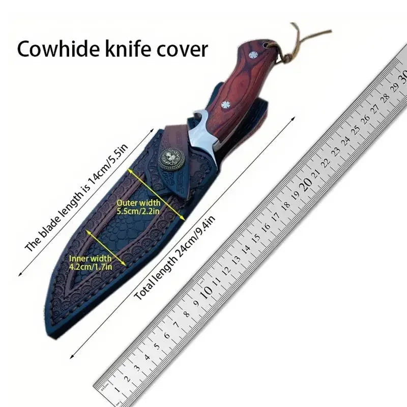 Ironhide EdgeGuard Leather Knife Sheath — Handcrafted Cowhide Belt Sheath with Buckle Pocket for Everyday Carry