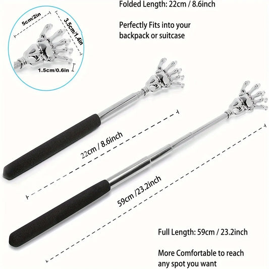 Portable Extendable Back Scratcher Stainless Steel Telescoping Back Scratcher for Both Human and Pets Extendable Back Massager - THOOBO!