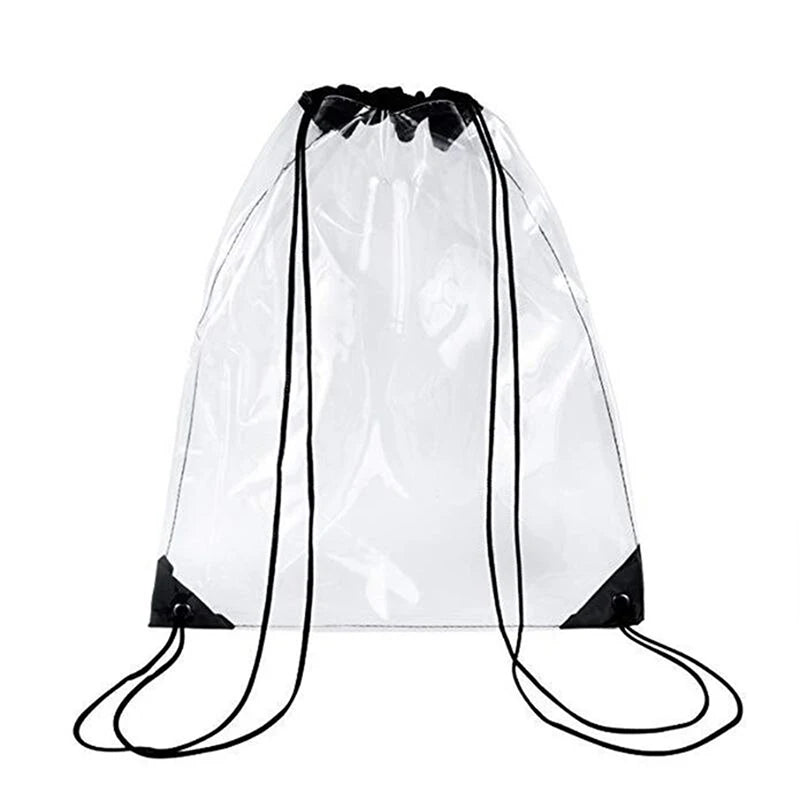 Crystal Coast Carry — Transparent Drawstring Beach & Gym Backpack (PVC, Lightweight, Happy-Vibes Capacity)