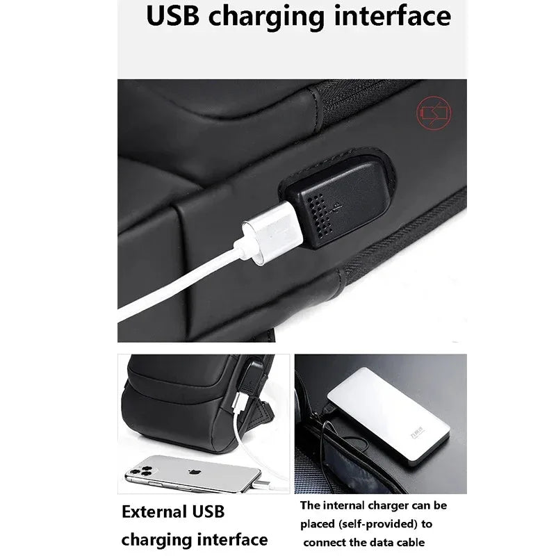 Men's anti-theft chest bag, multifunctional USB crossbody bag, travel sling bag, crossbody bag