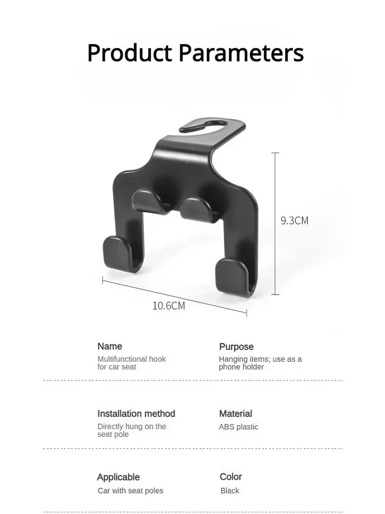Car Seat Hook Multifunctional Phone Holder  Multifunctional Storage Hook for The Back of Car Interior Seats Hanger Storage