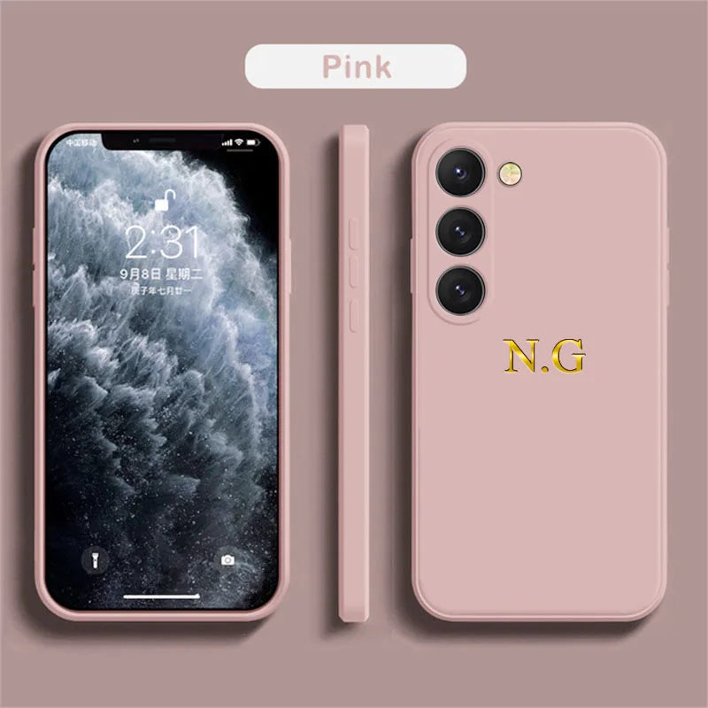 Personalized Custom Name Case For Samsung Galaxy S24 S23 S22 S21 Ultra Plus Liquid Silicone Cover