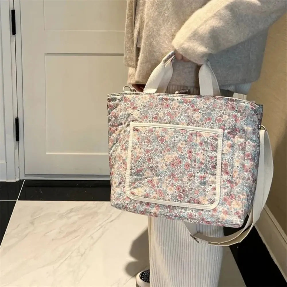BloomCarry Luxe — Floral Cotton Mummy Bag for Modern Moms