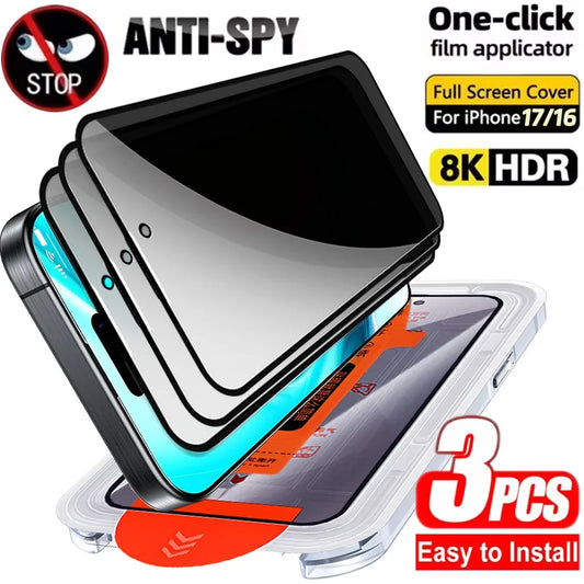 1/2/3Pcs Dust Free Installation Privacy Screen Protector for IPhone 16 17 Pro Max Plus 17 Air Anti-spy / HD Clear Tempered Glass