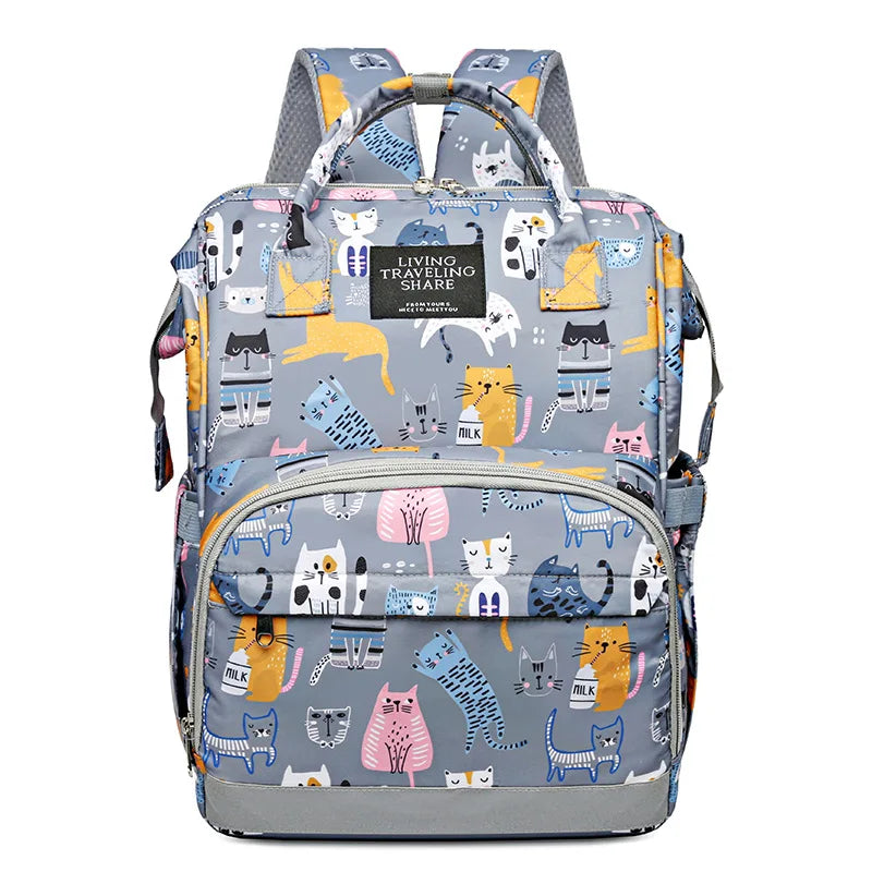 JoyTrail Mommy Backpack — Lightweight Printed Nylon Maternity & Baby Travel Bag with Large Capacity