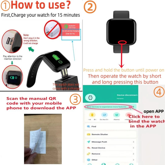 Multifunction Smart Watch For Men Women Kids Message Remind Music Control Sport Step Calories D13 Smartwatch Alarm Clock 116Plus - THOOBO!