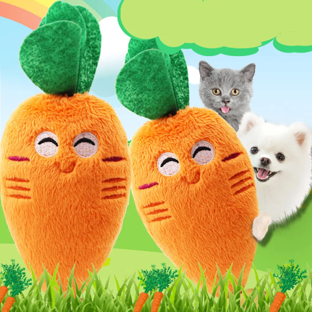 Chomp Charmers Plush Squeaky Bone & Carrot Toys – Built for Wiggles, Designed for Chewers!