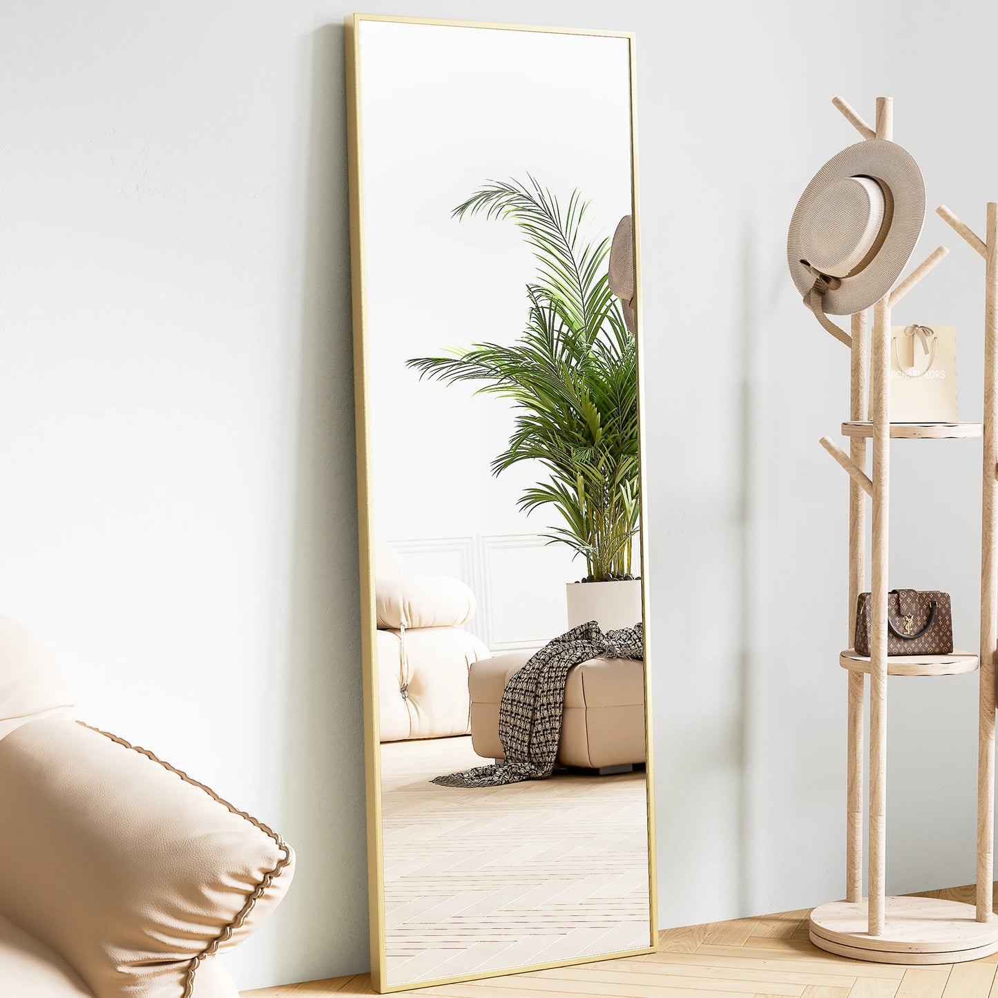 JHK GlamFrame 64"x21" Full-Length Mirror // Lean It, Hang It, Love It – Aluminum Chic for Any Room Vibe