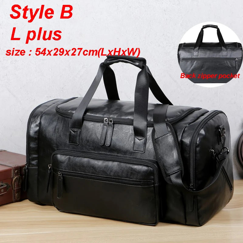 ApexMode Luxe — Men’s PU Leather Gym & Travel Duffle Bag With Shoulder Strap