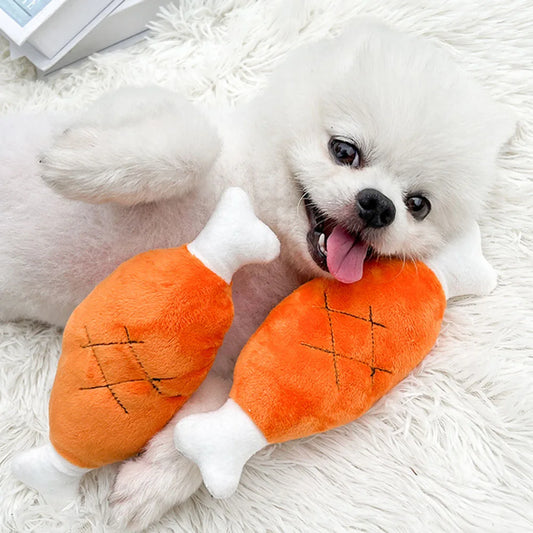 Chomp Charmers Plush Squeaky Bone & Carrot Toys – Built for Wiggles, Designed for Chewers!