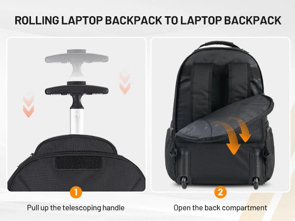 OIWAS AeroRoll 20" Convertible Trolley Backpack — Waterproof Business & Travel Carry-On with Laptop Compartment