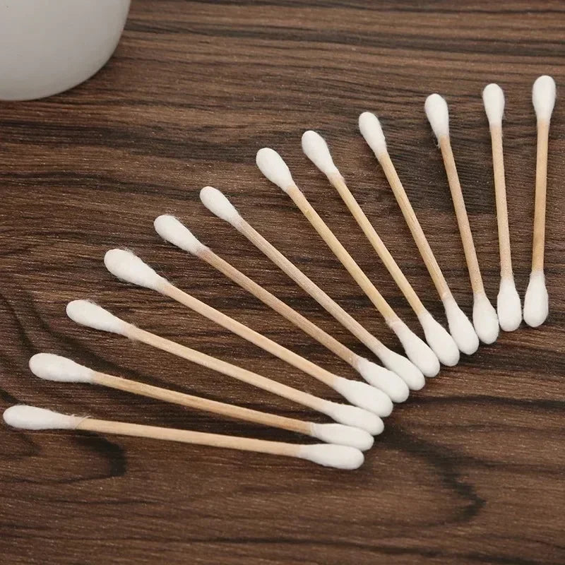 Tiny Tidy Touch – Baby-Safe 500 Count Double-Tip Wooden Cotton Swab Set (5 Packs)