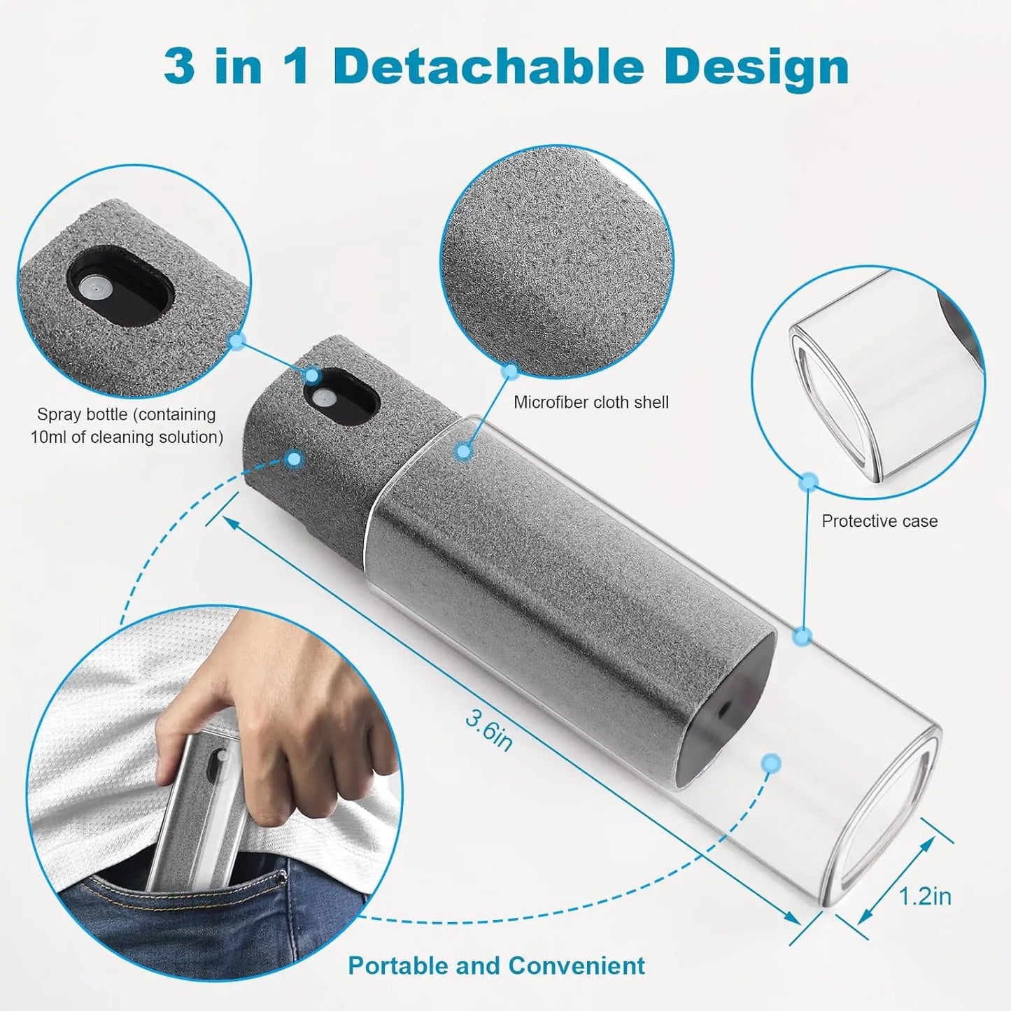 Screen Cleaner Spray Wipe for Laptop Monitor Phone PC Tablet Glass IPhone Touchscreen Polishing Cloth Cleaner Brush Cleaning Kit