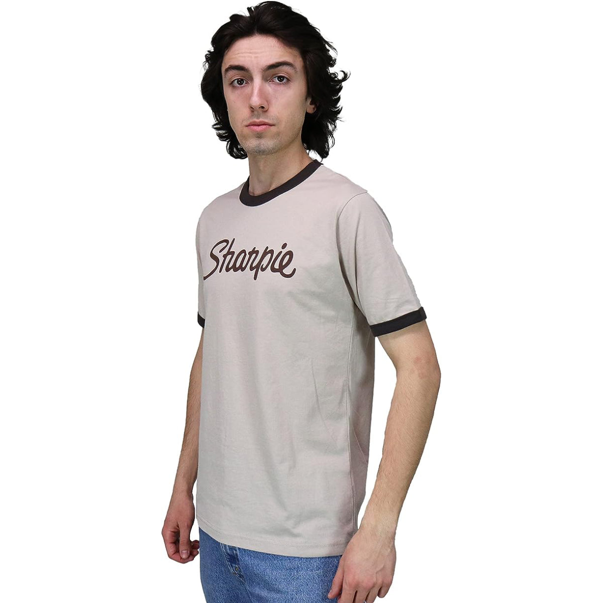 Scott Pilgrim Sharpie Ringer Shirt Heather Brown Pilgrim Rock Band Adult T-Shirt