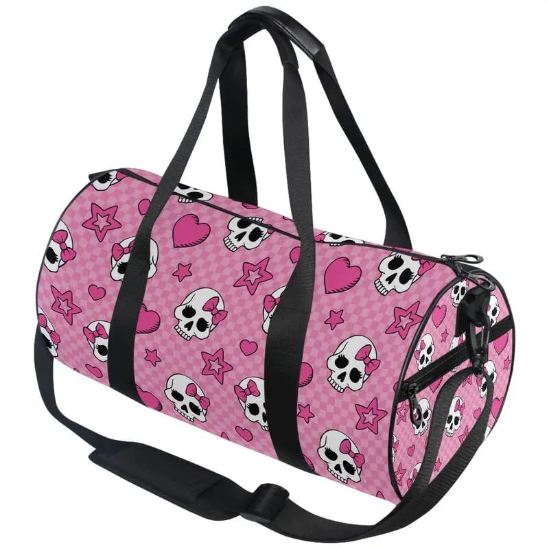 ShadowMoth Traveler — Gothic Skull & Moth Canvas Duffle Bag for Gym, Travel & Night Flights